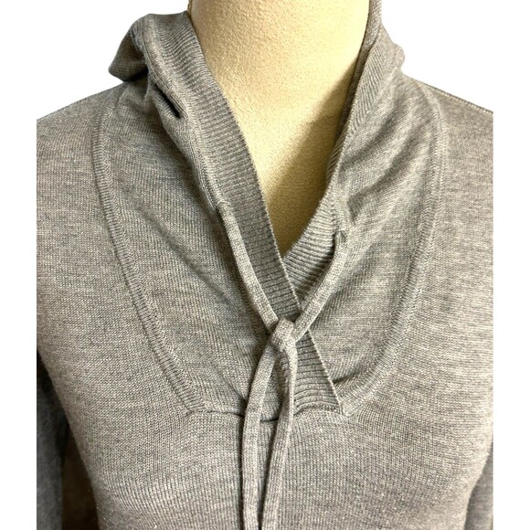Joan Vass Womens Cashmere Rayon Blend Sweater Gray Hooded Pullover Rib Sz M - Picture 2 of 8